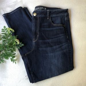 AE • super stretch high rise jegging dark wash 18S